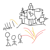 robot uprising drawing by player-qngvz3l24 in Artbitrator