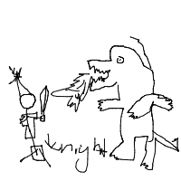 knight vs dragon drawing by player-7lj8muzq7 in Artbitrator