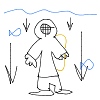 deep sea diver drawing by player-5lkmbpt5b in Artbitrator