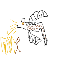 dragon breathing fire drawing by player-xgxclnv3x in Artbitrator