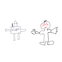 robot vs monster drawing by franckadou in Artbitrator