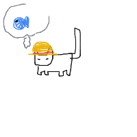 a cat with a hat dreaming about fish with a thought bubble drawing by player-ezt13ojh6 in Artbitrator