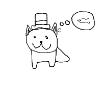 a cat with a hat dreaming about fish with a thought bubble drawing by player-10392t9fx in Artbitrator