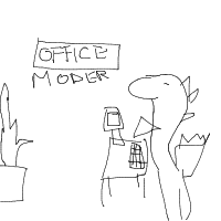 dinosaur in modern office drawing by alero in Artbitrator