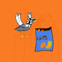seagull stealing chips drawing by guest-60g034vrw in Artbitrator