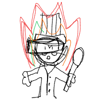 chef on fire drawing by guest-w2i2q9rm7 in Artbitrator