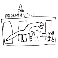 dinosaur in modern office drawing by guest-6a9oshjsh in Artbitrator