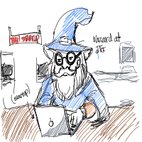 wizard at tech startup drawing by lucida_altruist in Artbitrator