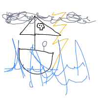 pirate ship in storm drawing by player-5f56ouyd9 in Artbitrator