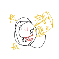 moon eating cheese drawing by aroogyula in Artbitrator