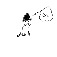 a cat with a hat dreaming about fish with a thought bubble drawing by player-k0h1ubmd0 in Artbitrator