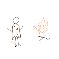 caveman discovering fire drawing by aroogyula in Artbitrator