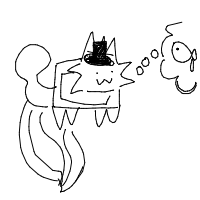 a cat with a hat dreaming about fish with a thought bubble drawing by player-ttjxuu5p0 in Artbitrator