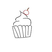 cupcake with cherry drawing by awbem in Artbitrator