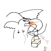 dragon guarding treasure drawing by adam2 in Artbitrator