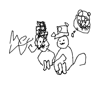 a cat with a hat dreaming about fish with a thought bubble drawing by player-0maoyalch in Artbitrator