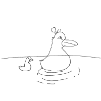 duck leading ducklings drawing by bickoleboi in Artbitrator