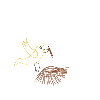 bird building nest drawing by joblesscreep in Artbitrator