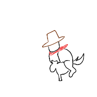 cowboy on tiny horse drawing by impicklerick293 in Artbitrator