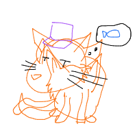 a cat with a hat dreaming about fish with a thought bubble drawing by player-2tmxhkm41 in Artbitrator