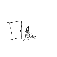 dog waiting at door drawing by llleoll in Artbitrator