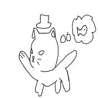 a cat with a hat dreaming about fish with a thought bubble drawing by player-snfn26eom in Artbitrator