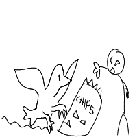 seagull stealing chips drawing by guest-9i894tm4r in Artbitrator