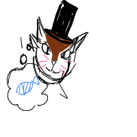 a cat with a hat dreaming about fish with a thought bubble drawing by player-3canqfc6y in Artbitrator