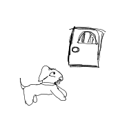 dog waiting at door drawing by guest-7vxig67bz in Artbitrator