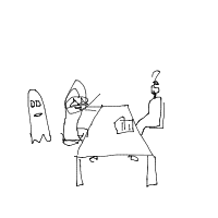 ghost at job interview drawing by guest-jhpqnflkh in Artbitrator