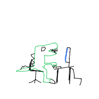 dinosaur in modern office drawing by guest-jy2feq6b4 in Artbitrator