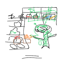 alien at grocery store drawing by guest-oykcqg0s5 in Artbitrator