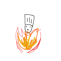 chef on fire drawing by guest-1rthmppj8 in Artbitrator