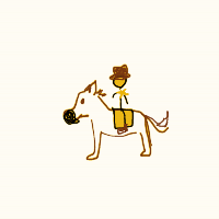 cowboy on tiny horse drawing by guest-r4b618l6e in Artbitrator