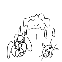 raining cats and dogs drawing by guest-un2c5qbsa in Artbitrator