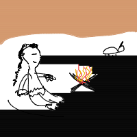 caveman discovering fire drawing by adzwinz123 in Artbitrator