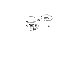 a cat with a hat dreaming about fish with a thought bubble drawing by player-whes6agwn in Artbitrator
