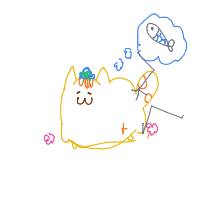 a cat with a hat dreaming about fish with a thought bubble drawing by player-hxxrz9bz8 in Artbitrator