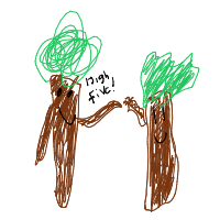 tree giving high five drawing by guest-fvaktkgpw in Artbitrator