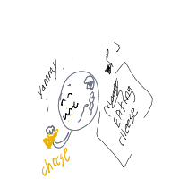 moon eating cheese drawing by rena in Artbitrator