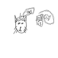 a cat with a hat dreaming about fish with a thought bubble drawing by player-fxad8mtgv in Artbitrator