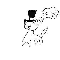 a cat with a hat dreaming about fish with a thought bubble drawing by player-ntc0ejqqy in Artbitrator
