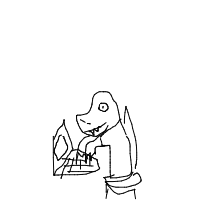 dinosaur in modern office drawing by guest-r5czrthyj in Artbitrator