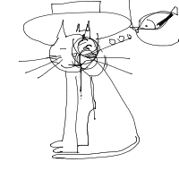 a cat with a hat dreaming about fish with a thought bubble drawing by player-a3p9gy5wt in Artbitrator