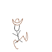 cowboy on tiny horse drawing by guest-gfw895g3a in Artbitrator