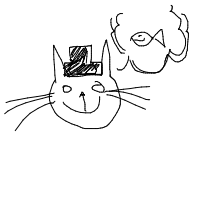 a cat with a hat dreaming about fish with a thought bubble drawing by player-bhv34bj2v in Artbitrator