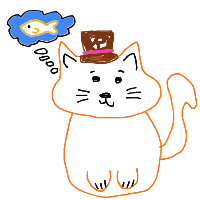 a cat with a hat dreaming about fish with a thought bubble drawing by player-91tb5y86w in Artbitrator