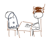 ghost at job interview drawing by guest-c49d72rkf in Artbitrator