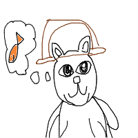 a cat with a hat dreaming about fish with a thought bubble drawing by player-u07umdce4 in Artbitrator