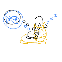 a cat with a hat dreaming about fish with a thought bubble drawing by player-ozcxajma4 in Artbitrator